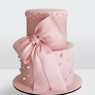 0 Торт 2 яруса с розовым бантом