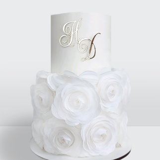 0 Торт 2 яруса с инициалами, задрапированный розами