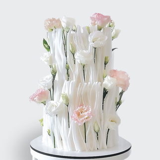 0 Торт 2 яруса с цветами и драпировкой