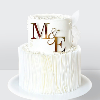 0 Торт 2 яруса с инициалами и драпировкой