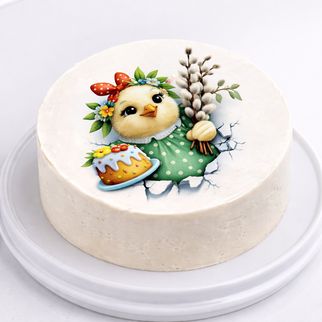 Бенто торт на пасху с цыпленком и вербой