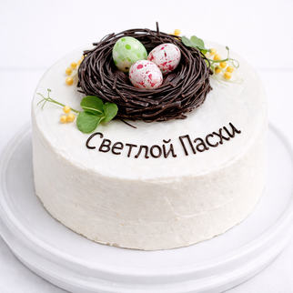 Бенто торт на пасху с гнездом из шоколада и яичками. Светлой Пасхи
